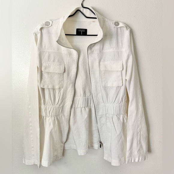 Tahari Jackets & Blazers - Tahari Stand-Collar Linen Blend Zip-Up Jacket